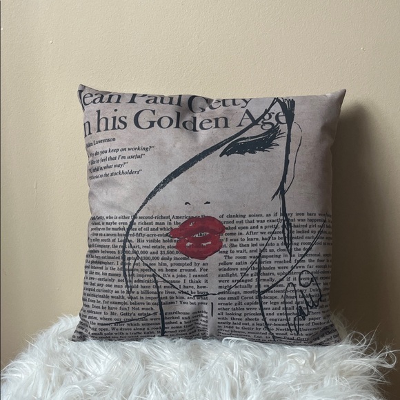 no brand name Other - Red Lips Newspaper Print Pillow